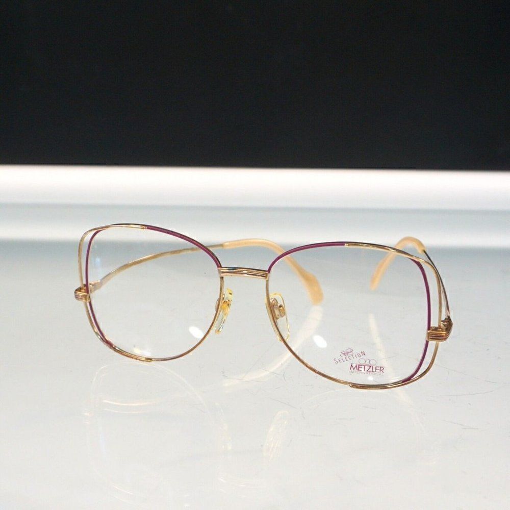 Metzler Germany Signee Eyeglasses Frames Pink Gold Vintage 1970 Demo Lens 56-17